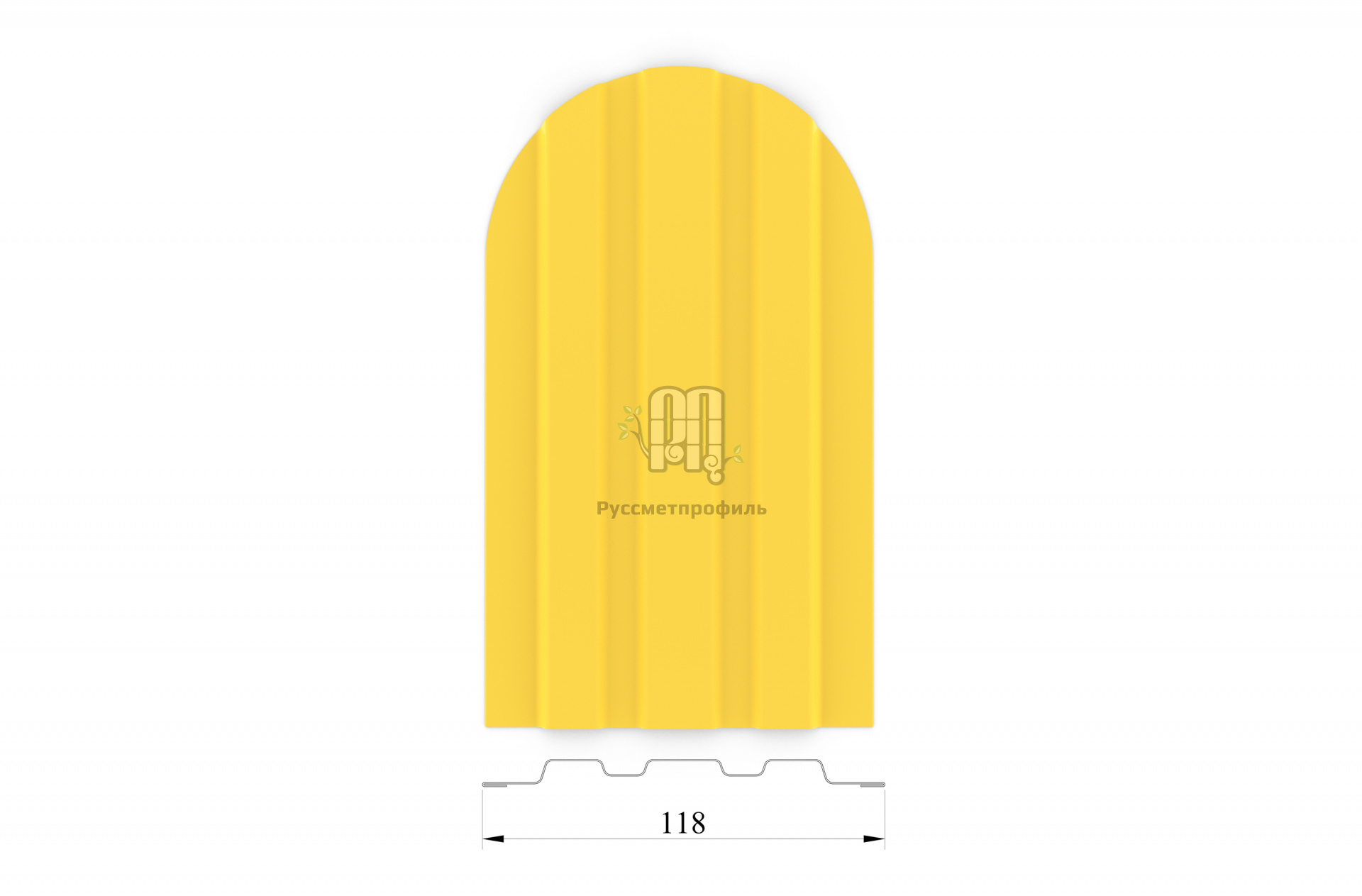 Штакетник трапеция (ширина 118 мм) - 0,4 мм RAL 1018 Желтый