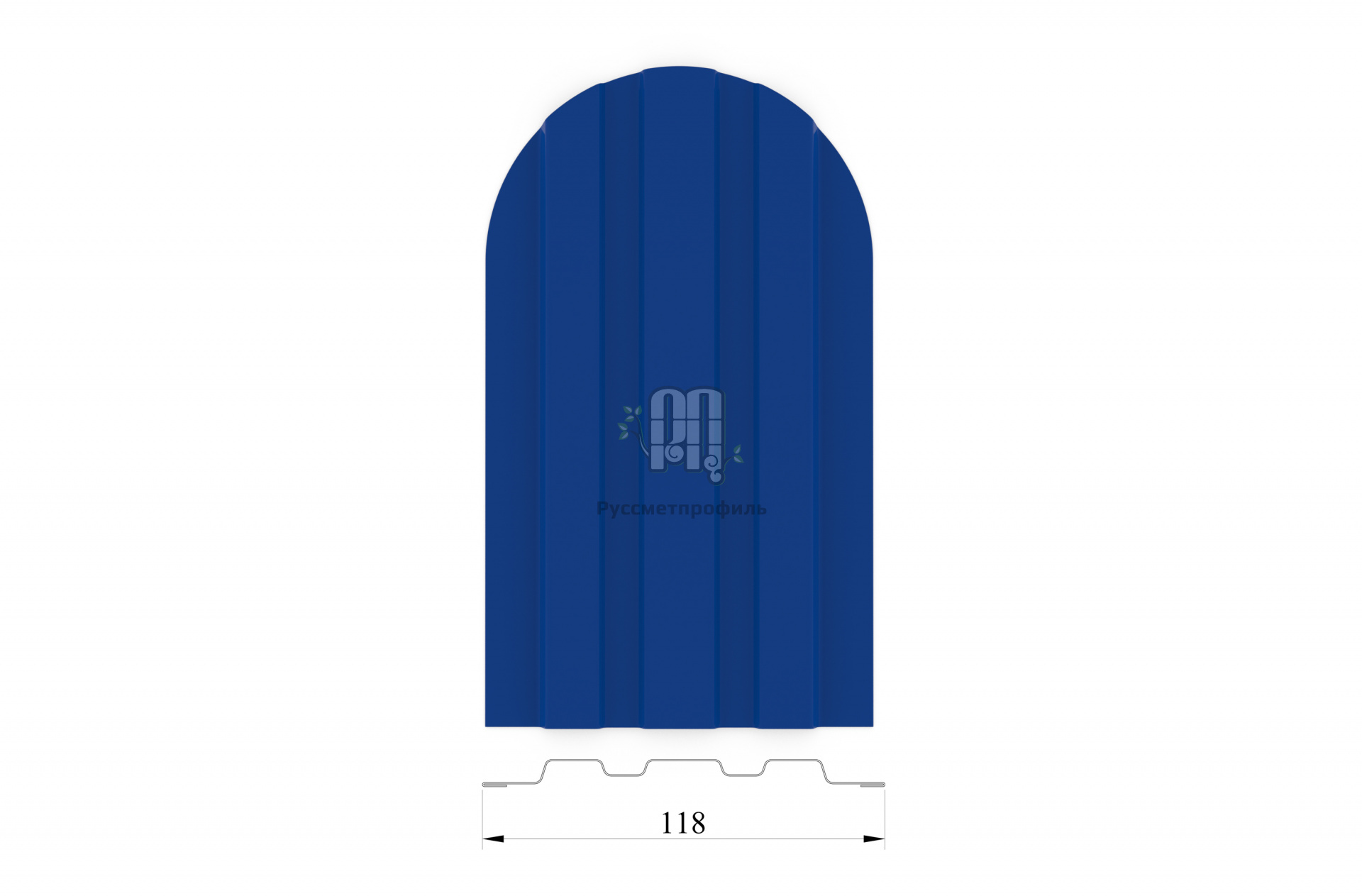 Штакетник трапеция (ширина 118 мм) - 0,4 мм RAL 5005 Синий