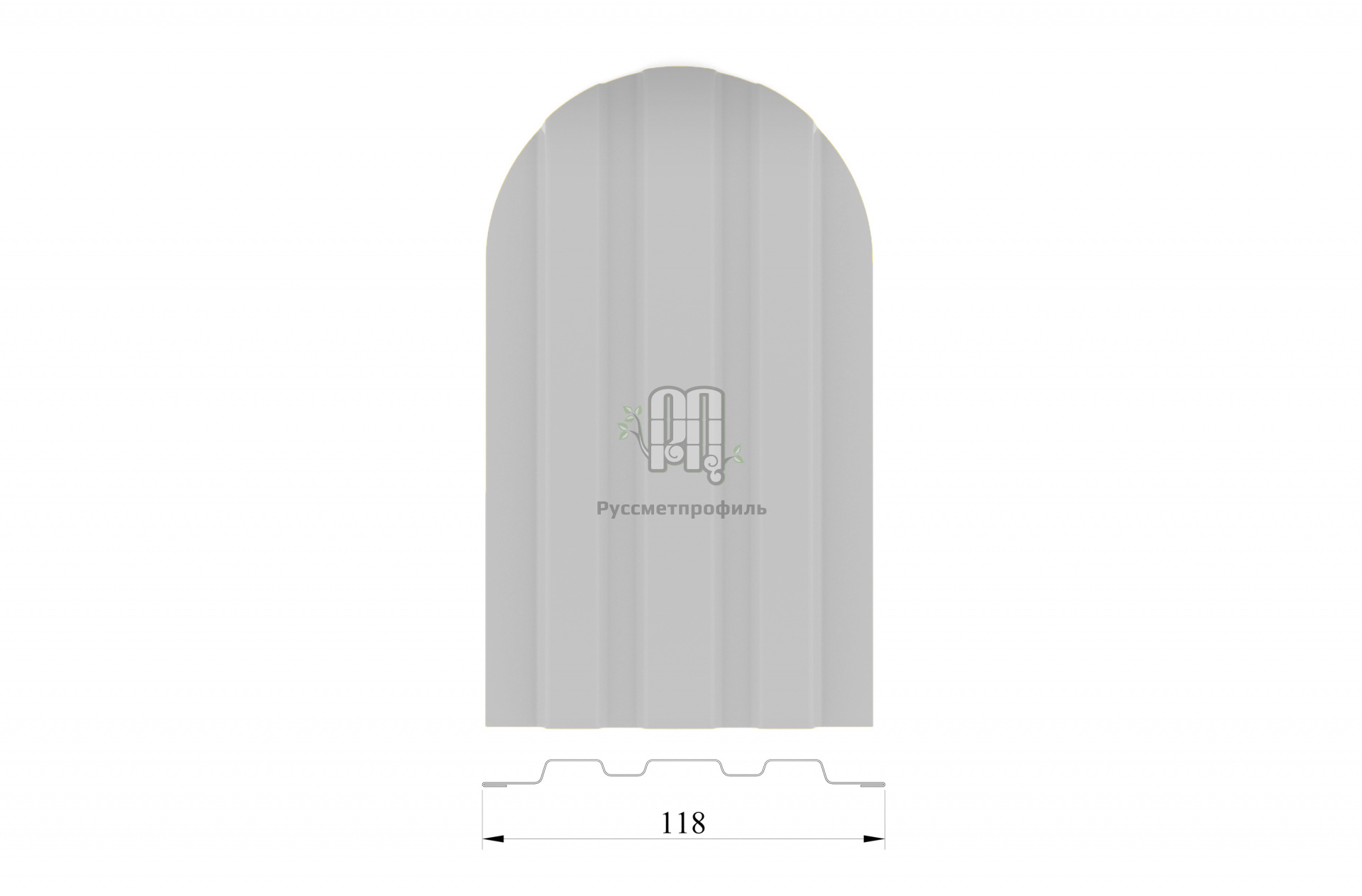 Штакетник трапеция (ширина 118 мм) - 0,4 мм RAL 7004 Серый