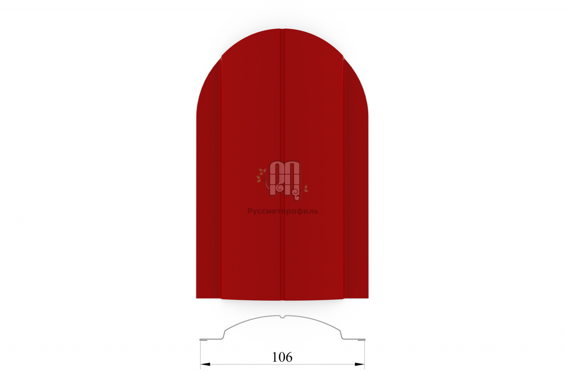 Штакетник полукруглый (ширина 106 мм) - 0,45 мм RAL 3011 Красный